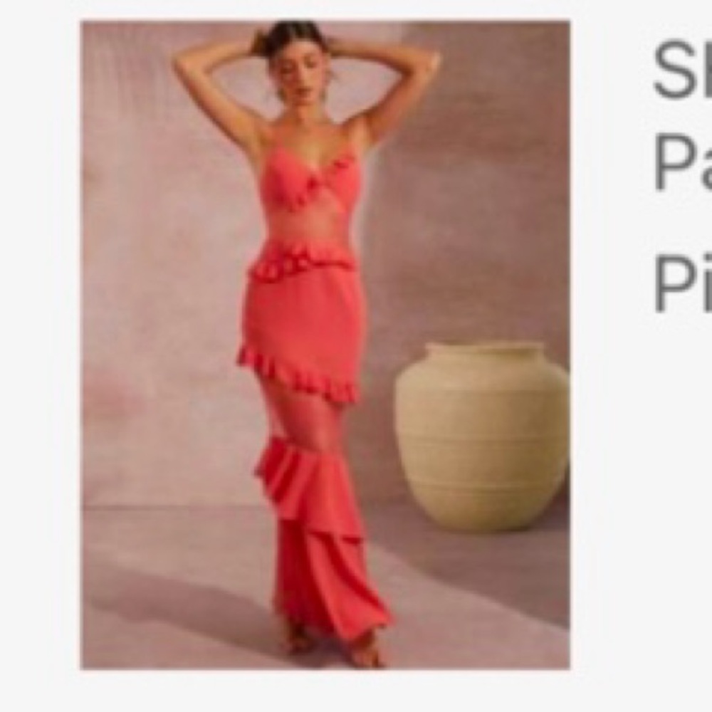 Tiered Ruffle Sheer Panel Maxi dress